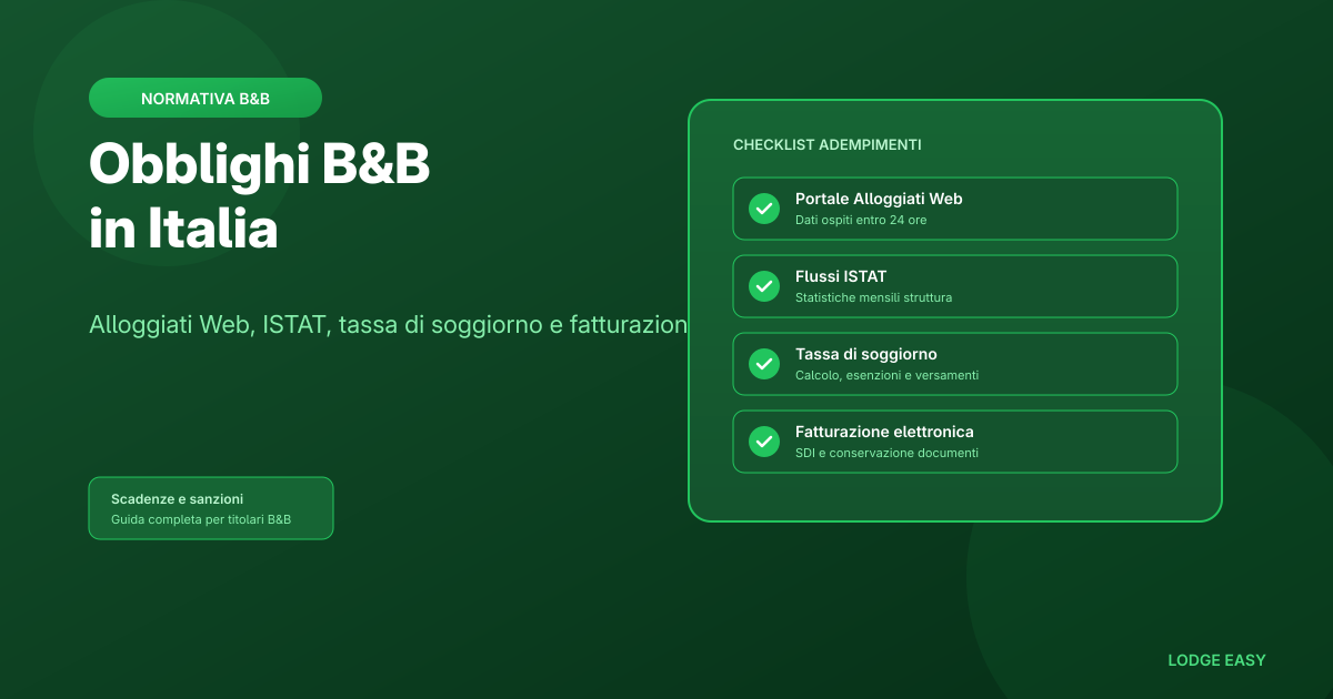 Obblighi B&B: Alloggiati Web, ISTAT e Tutti gli Adempimenti Normativi